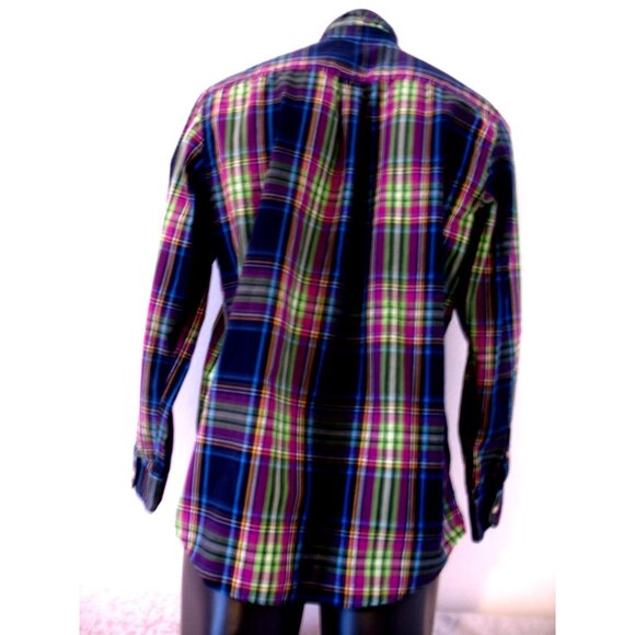 Chaps Blue/Green/Purple Cotton/Polyester Long Sleeve Shirt Men's Size Medium - Picture 11 of 14